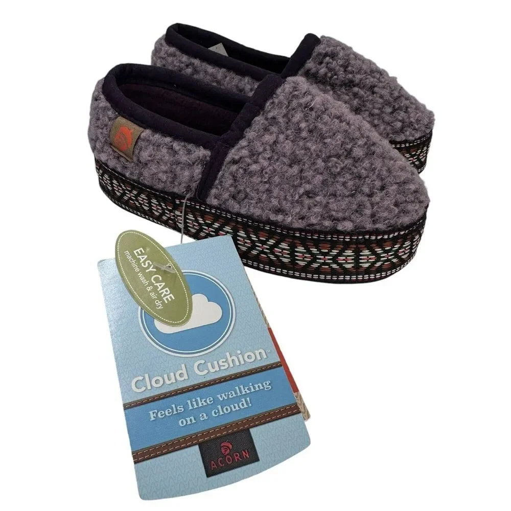 Acorn Kids'‎ Slippers L'il Woven Trim Moc Iris (purple) 8-9 A19009IRS